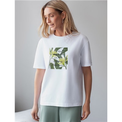 Футболка с принтом свободная эластичная из премиального хлопка