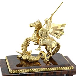 Часы из обсидиана коричневого "Георгий Победоносец" 180*100*405мм