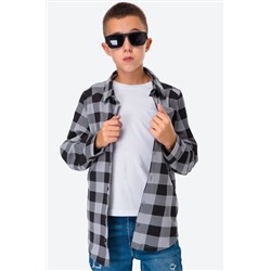 Рубашка в клетку для мальчика из футера двухнитки Happyfox