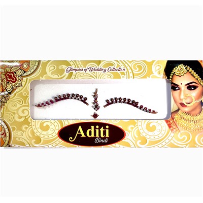Бинди ADITI BINDI Wedding Collection, со стразами на лоб, КРАСНАЯ СО СТРАЗАМИ (разный дизайн), 1 шт.