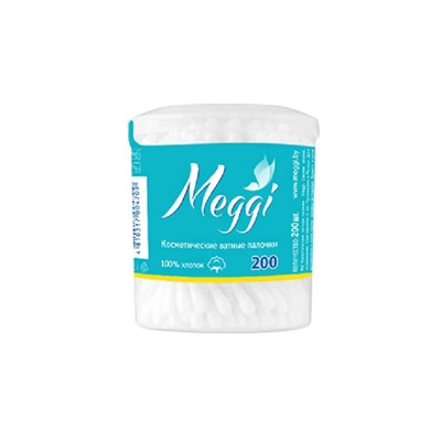 Ватные палочки Meggi 200 шт. (цилиндр)