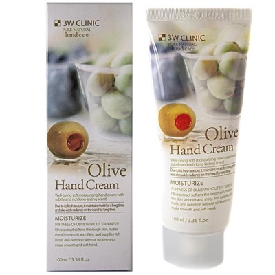 3W CLINIC Крем д/рук с экстр.оливы увлажн.  Moisturizing Olive Hand Cream 100мл