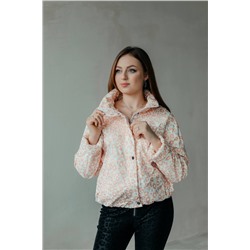Стильная леди М-673 молочный/принт_пятнышки, Куртка