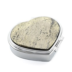 Бокс Сердце, 3 отсека, камень пирит, серебристый