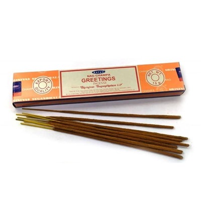 Nag Champa GREETINGS Incense, Satya (Благовония Наг Чампа ПРИВЕТСТВИЯ, Сатья), 15 г.