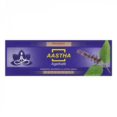 Aastha agarbatti PATCHOULI, Patanjali (Аастха благовония ПАЧУЛИ, Патанджали), пакет, 18 палочек.