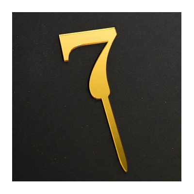 Топпер "Цифра 7" золото 5,5*8 см