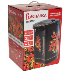 Чайник-термос электрический 750 Вт, 4,5 л ВАСИЛИСА ВА-5007 "Жостово" черный