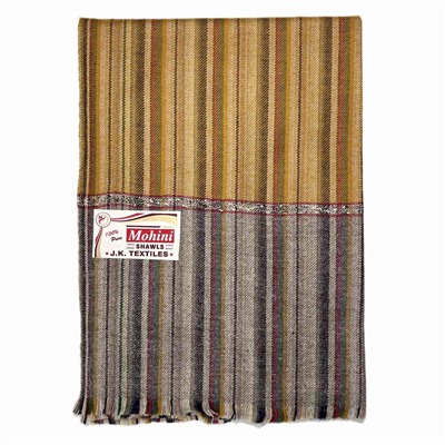 MOHINI SHAWLS Тёплый тибетский палантин В ПОЛОСКУ, цвет БЕЖЕВЫЙ (разный дизайн, размер 200 см. х 90 см.), 1 шт.