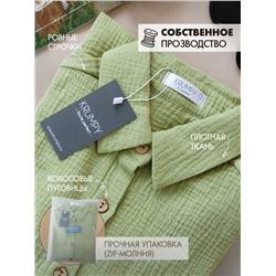 Женская муслиновая удлиненная рубашка светло-зеленая