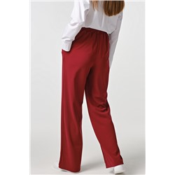 Брюки трикотажные прямые на резинке со стрелками красные