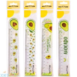 Линейка ПВХ с блестками 15 см "Avocado" в ассортименте MESHU SRav_65523, SRav_65523