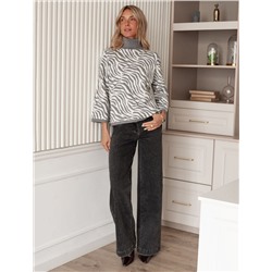 Свитер жаккардовой вязки с кашемиром