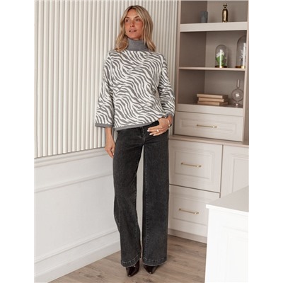 Свитер жаккардовой вязки с кашемиром