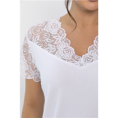 Блуза с кружевом Инь-Янь (белая) Б14256-18М