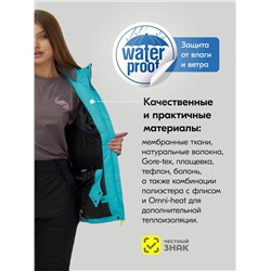 Горнолыжный костюм женский зимний большого размера голубого цвета 07093Gl