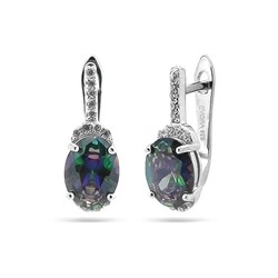 Серьги из серебра мистик кварц, МЦВ688мк