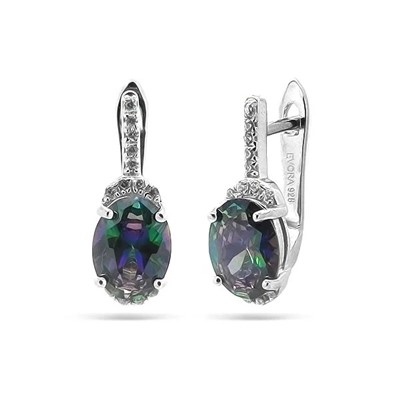 Серьги из серебра мистик кварц, МЦВ688мк