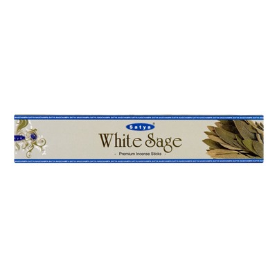 WHITE SAGE PREMIUM Incense Sticks, Satya (БЕЛЫЙ ШАЛФЕЙ премиальные благовония, Сатья), 15 г.