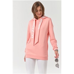 Свитшот удлиненный прямого силуэта из футера розовый