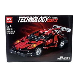 Конструктор TECHNOLOGY Спортивная машина Красная 222дет. 34*24см / 8325-1