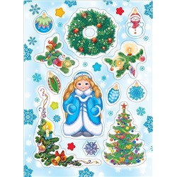 Коллекция новогодних наклеек (красная)