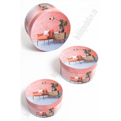 Коробки подарочные круглые 3 в 1 с рисунком, 21*21*11,5 см (SF-5642А)