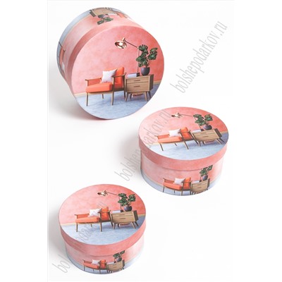 Коробки подарочные круглые 3 в 1 с рисунком, 21*21*11,5 см (SF-5642А)