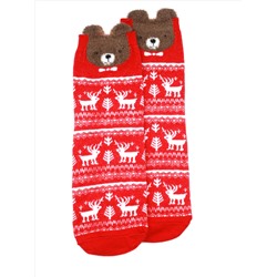 Носки НГ р.35-40 "Red christmas" Мишка
