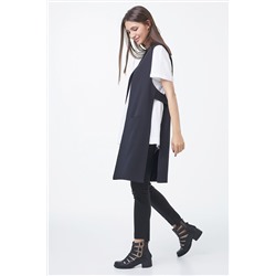 Жилет классический удлиненный из костюмной ткани черный