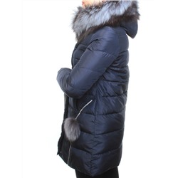 029 Пальто зимнее женское (холлофайбер, натуральный мех чернобурки) размер 42