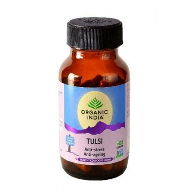 TULSI Anti-stress Anti-ageing, Organic India (ТУЛСИ (ТУЛАСИ), антистресс и омоложение, Органик Индия), 60 капс. - СРОК ГОДНОСТИ ДО 29 СЕНТЯБРЯ 2024 ГОДА
