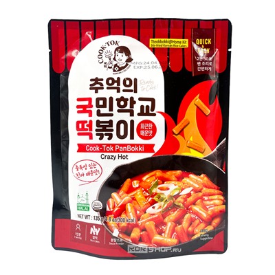 Рисовые палочки Токпокки супер острые (пауч) Tteokbokki Crazy Hot Cook-Tok, Корея, 135 г Акция