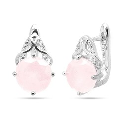 Серьги из серебра розовый кварц, МЦВ236