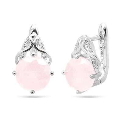 Серьги из серебра розовый кварц, МЦВ236