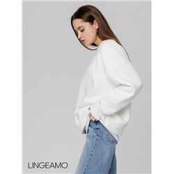 Женский свитшот оверсайз из футера с начесом Lingeamo молочный ВК-23 (131)