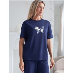 Футболка с принтом свободная эластичная из премиального хлопка