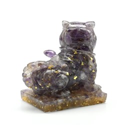 Фигурка из аметиста и смолы "Тигр" мал 65*40*62мм
