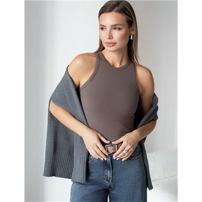 Топ из трикотажа в широкий рубчик