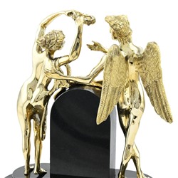 Часы интерьерные из камня чароит "Амур и Психея" 200*125*285мм