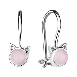Серьги из серебра розовый кварц, Л-10716