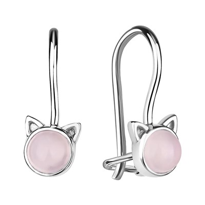 Серьги из серебра розовый кварц, Л-10716