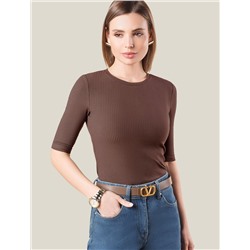 Футболка из трикотажа в широкий рубчик