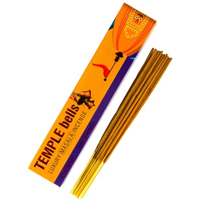 Temple Bells Luxury Masala Incense PATCHOULI + NAG CHAMPA, Namaste India (Лакшери масала благовония ПАЧУЛИ И НАГ ЧАМПА, Намасте Индия), уп. 15 г.