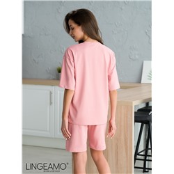 Трикотажная женская футболка оверсайз LINGEAMO пудрово-розовая ВФ-14 (102)