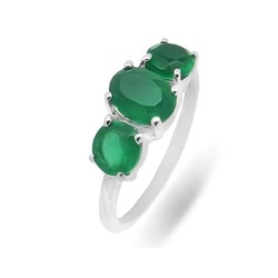 Кольцо из серебра зеленый агат, Степ