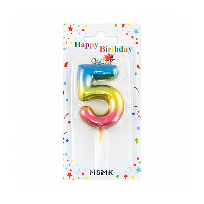 Свеча для торта "Цифра 5", с градиентом 6 см