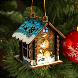 Игрушка на ёлку "Домик" со Снегурочкой, микс, 9х6,5х6,5см