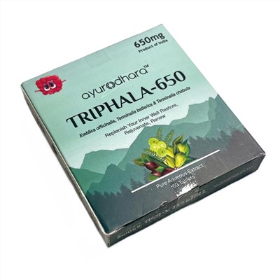 TRIPHALA-650 tablet, Ayurodhara (ТРИФАЛА, для пищеварительной системы, Аюродхара), 60 таб. по 650 мг.