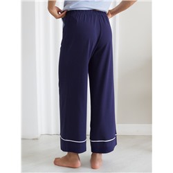 Укороченные брюки из эластичного хлопка с контрастным кантом